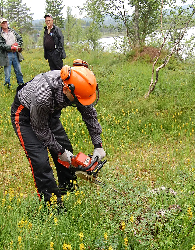 Før turstien kunne etableres, måtte området rundt Kleivvatnet ryddes og klargjøres. Foto: Kleivvatnets Venner. Før turstien kunne etableres, måtte området rundt Kleivvatnet ryddes og klargjøres. Foto: Kleivvatnets Venner.