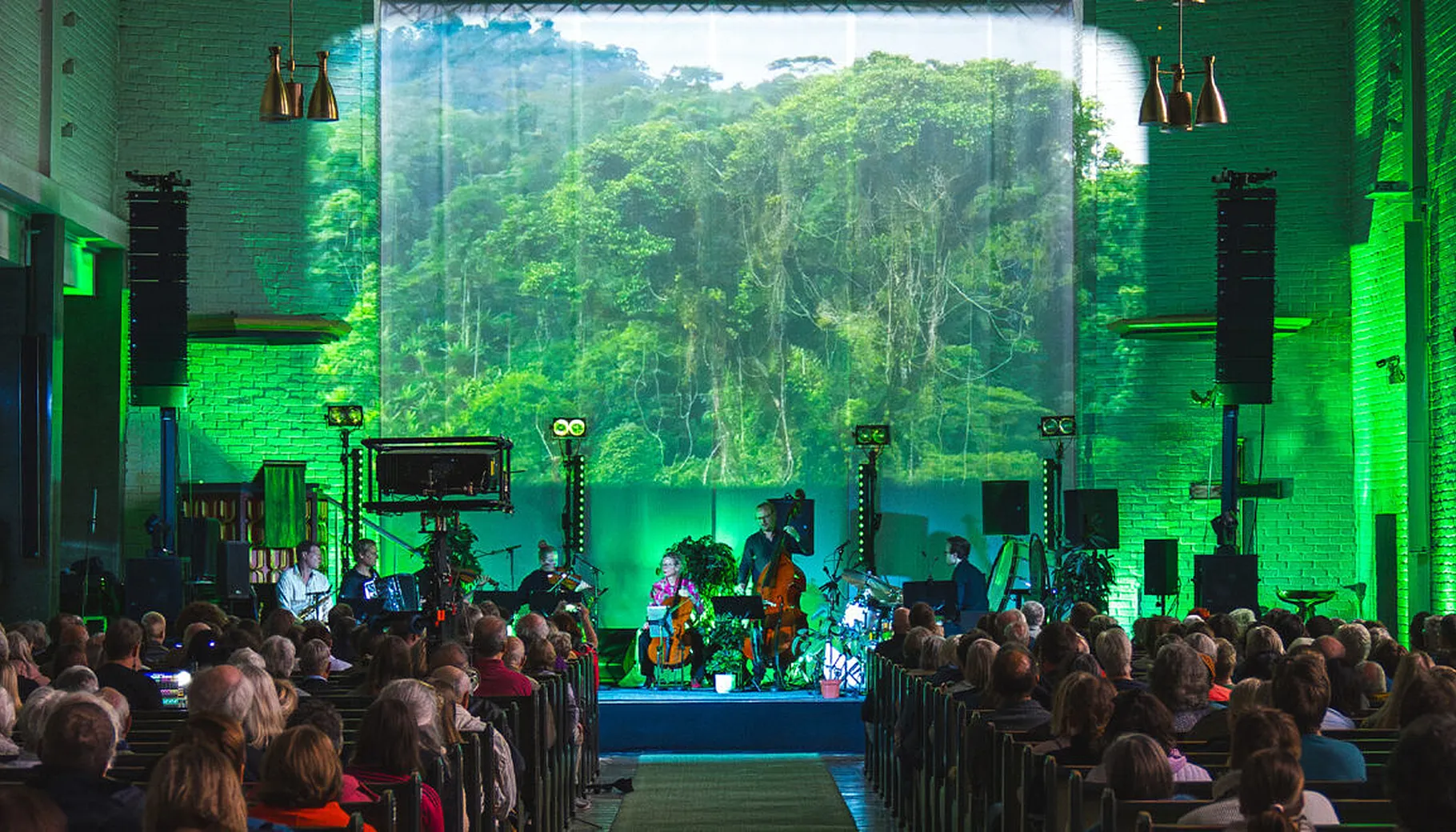 Som en del av kulissene projiseres bilder av regnskog, insekter og dyr på bakteppet. Foto: Istad Kraft